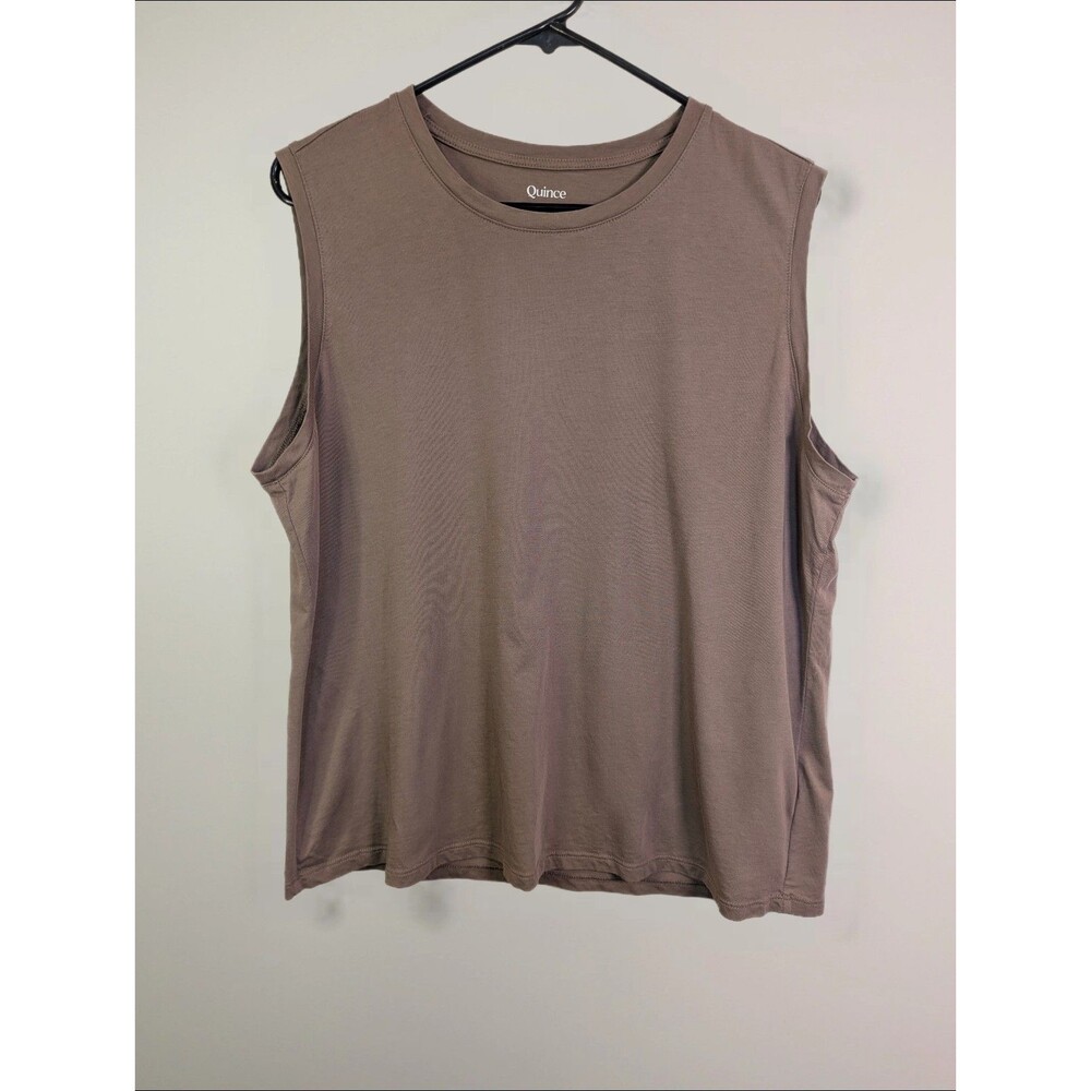 Quince Cotton Modal Muscle Tank Top Dark Taupe XL Basic Neutral Minimal